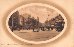 M011590 " QUEEN'S STATUE AND ANGEL ROW-NOTTINGHAM" ANIMATA-TRAMWAY-VERA FOTO CART NON SPED - Nottingham