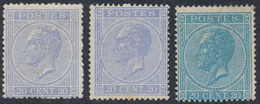 émission 1865 - N°18A (D15) Sans Gomme X3 : Nuance Différente. - 1865-1866 Profile Left