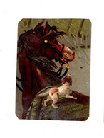 ANCIEN AUTHENTIQUE CHROMO DÉCOUPI - CHEVAL CHIEN ANIMAUX FERME - 10,5 X 7,5 Cm - Flowers