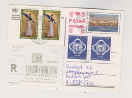 UNITED NATIONS GENEVE 2008 Nice Postcard (part Of Parcel) Used With 2 X 10 Fr Value To Austria - Cartas & Documentos