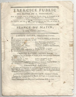 Exercice Public Des éléves Du C. Trousseau, INDRE ET LOIRE, 2 Complémentaire An VIII , 12 Pages , Frais Fr 1.95e - Historical Documents