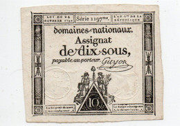 FRANCIA  ASSIGNAT 10 SOLS 1793 P-A68 - ...-1889 Francs Im 19. Jh.