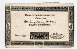 FRANCIA  ASSIGNAT 25 LIVRES 1793 P-A-71 - ...-1889 Circulated During XIXth