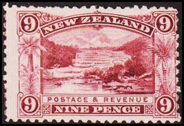 1902-1907. New Zealand.  Landscapes And Birds NINE PENCE  Perf. 11. Hinged. (MICHEL 109A) - JF410355 - Neufs