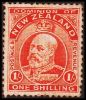 1909-1916. New Zealand. Edward VII ONE SHILLING  Perf. 14. Hinged. (MICHEL 130C) - JF410372 - Ongebruikt