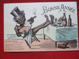 ILLUSTRATEURS - " CHAGNY "  - BONNE ANNEE -  RACISME - DANDY EVANTAIL CIGARRE - BOUTEILLES..." RARE " - ----- - Chagny