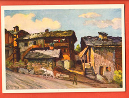 CHE-03 Place Du Village à Haute-Nendaz, Tableau De Ch. Wüthrich, Grand Format. Non Circulé - Nendaz