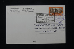 WALLIS ET FUTUNA - Carte Et Cachet Du Premier Missionnaire De Futuna Pierre Chanel En 1954  - L 77378 - Briefe U. Dokumente
