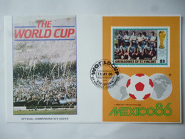 GRENADINES OF ST VINCENT 1986 MEXICO FOOTBALL WORLD CUP FDC COVER With MS - Ploufragan