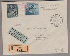 Liechtenstein Flugpost 1930-08-30 Vaduz - St.Gallen - Zürich 35Rp. + 20Rp. - Air Post