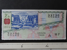 1973 Voyages Autour Du Monde "TAORMINE (Sicile)" Sicilia Italia Théâtre Antique Demi Billet De Loterie Bonne Catégorie - Sonstige & Ohne Zuordnung