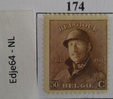 België 1919 Frankeerzegels Albert Met Helm - 1919-1920 Trench Helmet