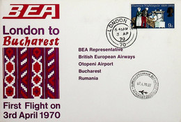 1970 Great Britain 1st BEA Flight London - Bucharest - Otros & Sin Clasificación