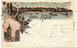 LITHO Gruss Aus ARBON Kirche Hotel Krone Hotel Bear Gel. 1898 Nach Flawil - Arbon