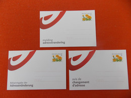 Set Van 3 Kaarten Adresverandering In Nederlands, Frans En Duits /België / Voorgefrankeerd Met Zegel Tagette - Adreswijziging