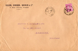 Enveloppe Au Départ De Paris, Affranchie Semeuse 75c - 1921-1960: Période Moderne