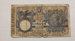 5 Lire 1922 Biglietto Di Stato - Italia – 5 Lire