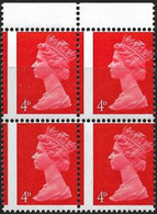 GREAT BRITAIN 1970 Machin 4d CORNER MARG.4-BLOCK ERROR:perf.shift (may Vary) GB - Errors, Freaks & Oddities (EFOs