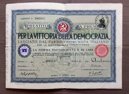 PCI Cartella Per La Vittoria Della Democrazia Da £. 100 - Ohne Zuordnung