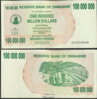 Simbabwe Pick-Nr: 58 Gebraucht (III) 2008 100 Mio. Dollars - Zimbabwe