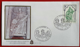 VATICANO VATIKAN VATICAN 1995 SAN GIOVANNI DI DIO JOHN OF GOD JUAN DE DIOS FDC - Brieven En Documenten