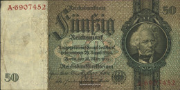 German Empire Rosenbg: 175a, Udr.-Bst.: M, Series: A-P, KN 7-stellig Used (III) 1933 50 Reichsmark - 50 Reichsmark