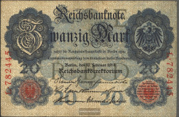 German Empire Rosenbg: 47a, 6stellige Kontrollnummer Used (III) 1914 20 Mark - 20 Mark