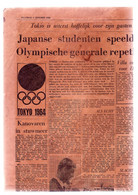 Krantenbladzijde Uit 1964 (Olympische Spelen Tokio) - Sport