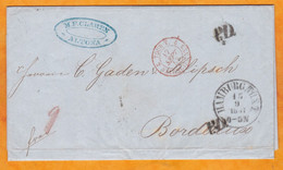 1857 - Lettre Pliée D' Altona Hamburg, Allemagne Vers Bordeaux, France - Cad Entrée - Via Paris - Convoyeur - Lettres & Documents