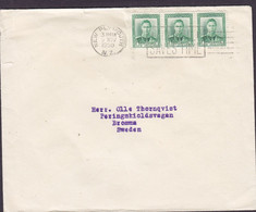 New Zealand Slogan 'Saves Time' NEW PLYMOUTH 1950 Cover Brief BROMMA Sweden 3-Stripe GVI. - Storia Postale