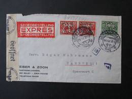 Niederlande 1942 Zensurbeleg /OKW Zensur / Mehrfachzensur Express Eilbrief An Edgar Mohrmann Hamburg Rücks Viele Stempel - Cartas & Documentos