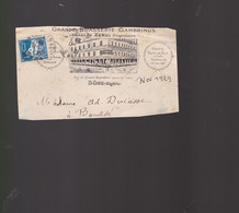 1 Timbre 50c Poste Algérie   Sur Un Fragment Enveloppe  Grande Brasserie Gambrinus  Bône Algérie - Storia Postale