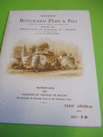 Fascicule Publicitaire Des Tarifs De Vente//BOUCHARD Père & Fils/Négociants/BEAUNE/C D'O/1972     CAC191 - Food