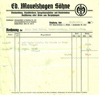 Siegburg 1937 Rechnung " Ed. Mauelshagen Söhne Glashandlung Schleiferei Spiegel Verglasungen " - Transports