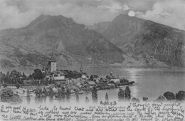 SUISSE Schweiz BE Effet De Lune La Nuit Sur Le Grand Hotel Spiezerhof De SPIEZ Carte Précurseur 1900 - Spiez