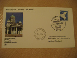 HELSINKI Dusseldorf 1984 Lufthansa Airline Boeing 737 First Flight Black Cancel Card FINLAND GERMANY - Covers & Documents