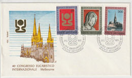 DV 197) VATIKAN 1973 Mi# 615-617 FDC: Eucharistischer Weltkongress Melbourne, Pieta Michelangelo - Sonstige & Ohne Zuordnung