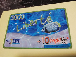 NOUVELLE CALEDONIA  PREPAID CARD  3000  LIBERTE   FISH TROPICAL     OPT    ** 3876 ** - Neukaledonien