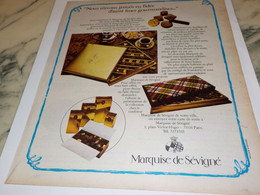 ANCIENNE PUBLICITE  CHOCOLAT MARQUISE DE SEVIGNE 1974 - Affiches