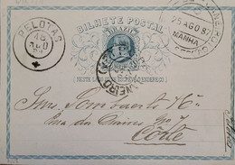 A) 1897, BRAZIL, POSTAL STATIONARY, FROM RIODE JANEIRO TO PELOTAS, PEDRO II STAMP - Lettres & Documents