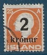 IslandeI N°110 2KR Sur 25a Orange Oblitéré TTB - Usati