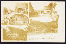 1903 Foto AK, Gruss Aus Sellenbüren, 5 Bildrig, Konsum, Mühle, Untere Und Obere Dorfpartie. Gestempelt Stallikon. Leicht - Dorf