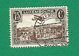 LUXEMBOURG POSTE AÉRIENNE 1931 / 1933 N° 2  VUE DE LA VILLE LUXEMBOURG 75 C BRUN OBLITÉRÉ  CHARNIÈRE 13.4.37 LUXEMBOURG - Gebruikt