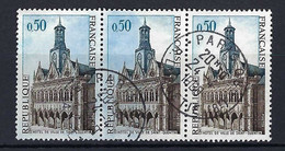 FRANCE 1966: Bande De 3 Du Y&T 1499,  Obl. CAD - Afgestempeld