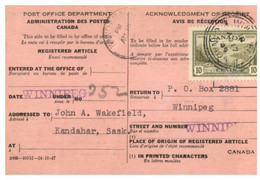 (X23) Canada - 1949 - Registered Article Notice - Other & Unclassified