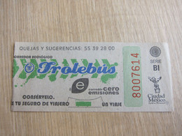 Mexico Trolebus Paper Ticket - Mundo