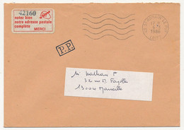 Enveloppe Avec Vignette "42160 Notez Bien Notre Adresse Complète Merci" 42 St Romain Le Puy 1986 En PP - Brieven En Documenten