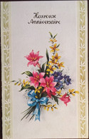 Cp Double De 1977, Heureux Anniversaire, Bouquet, Imprimé En Allemagne-Germany, écrite, Format 8,5 X 13,5 Cms - Birthday