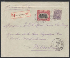 émission 1915 - N°139 Et 144 Sur Lettre En Recommandé De St-Gilles (Bruxelles) 22/12/19 > Weltevreden (Java, Indonésie) - 1915-1920 Albert I