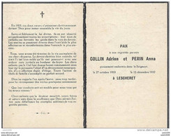 LESCHERET ..-- Mr Adrien COLLIN , Décédé En 1933 . Et Mme Anna PERIN , Décédée En 1932 . Voir Verso . - Vaux-sur-Sure